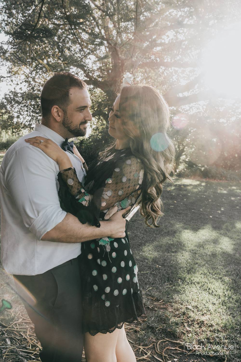 beautiful backlit wedding photography in sunset by Black Avenue Productions