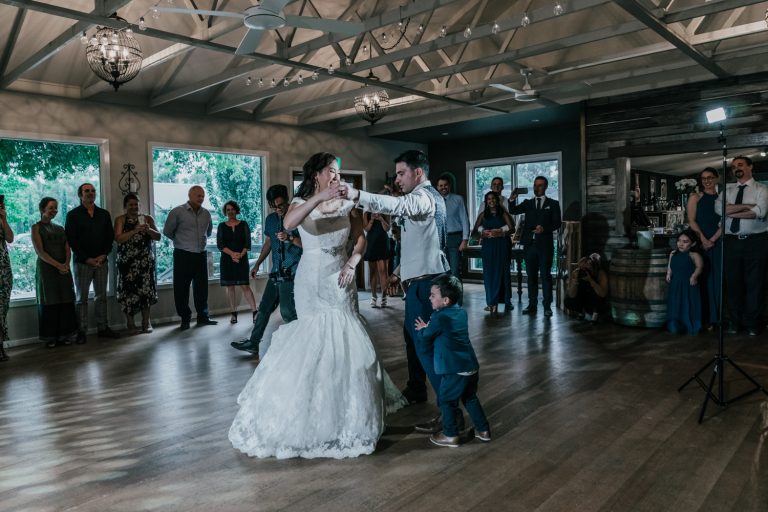 couple toddler joining wedding first dance at Immerse Yarra Valley