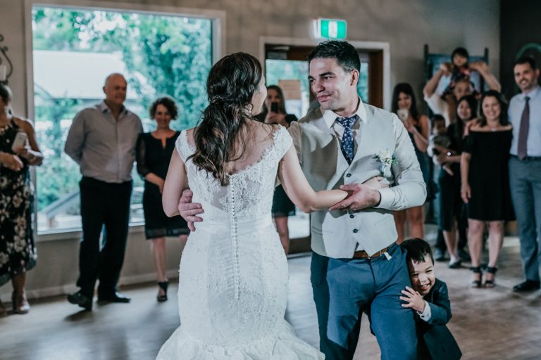 couple toddler joining wedding first dance at Immerse Yarra Valley