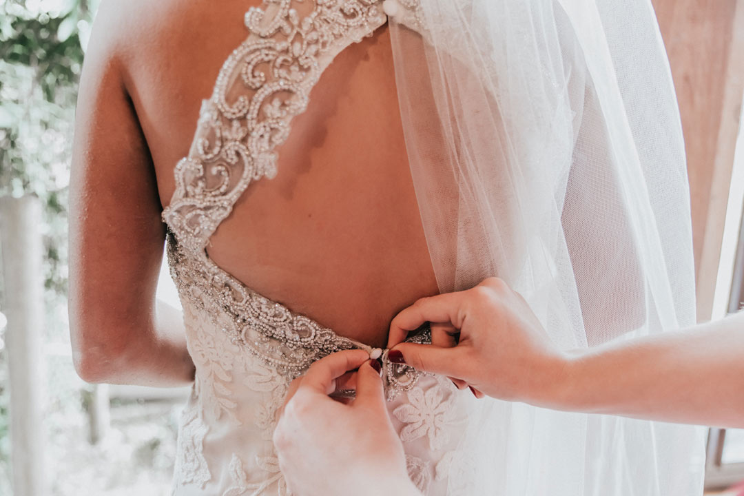bride button up lace dress captured by Black Avenue Productions