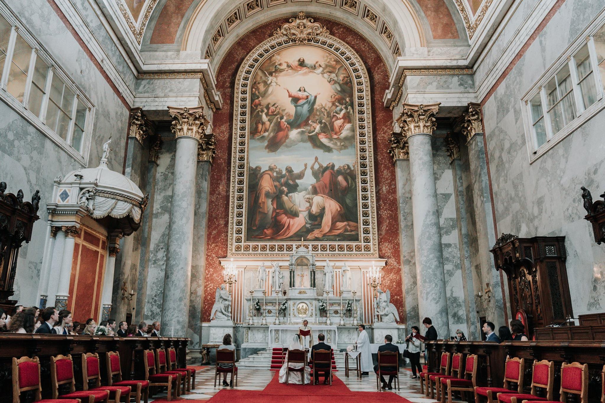 Melbourne couple got married at Esztergomi Basilica church in Europe on Destination wedding captured by wedding photographers Black Avenue Productions