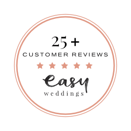 Easy Weddings over 25 five star reviews badge for Melbourne wedding videographer Black Avenue Productions