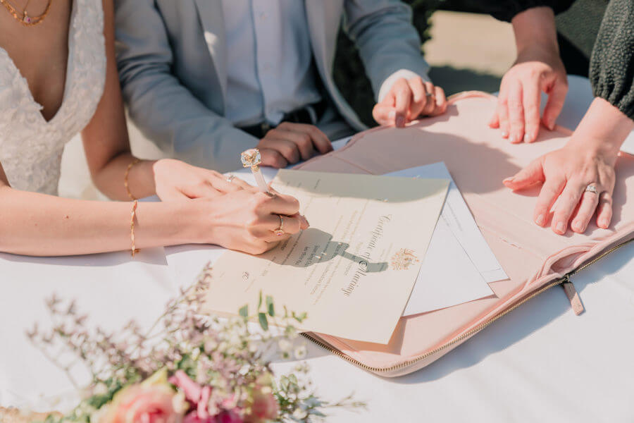 Signing of marriage certificate