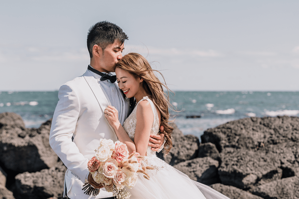 asian couples by the sea in Melbourne shot by black avenue productions