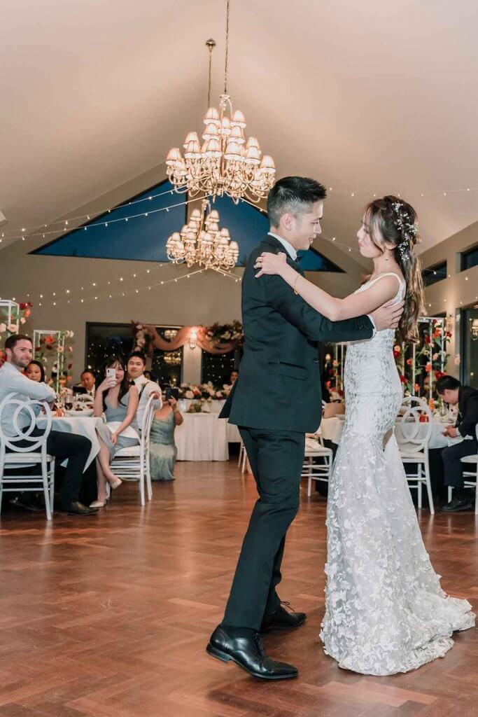 bride and groom first dance in wedding