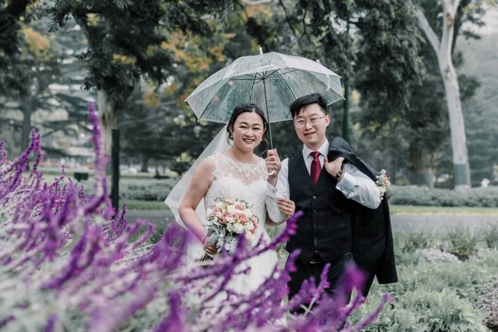 Destination Wedding Lovely Couple with umbrella