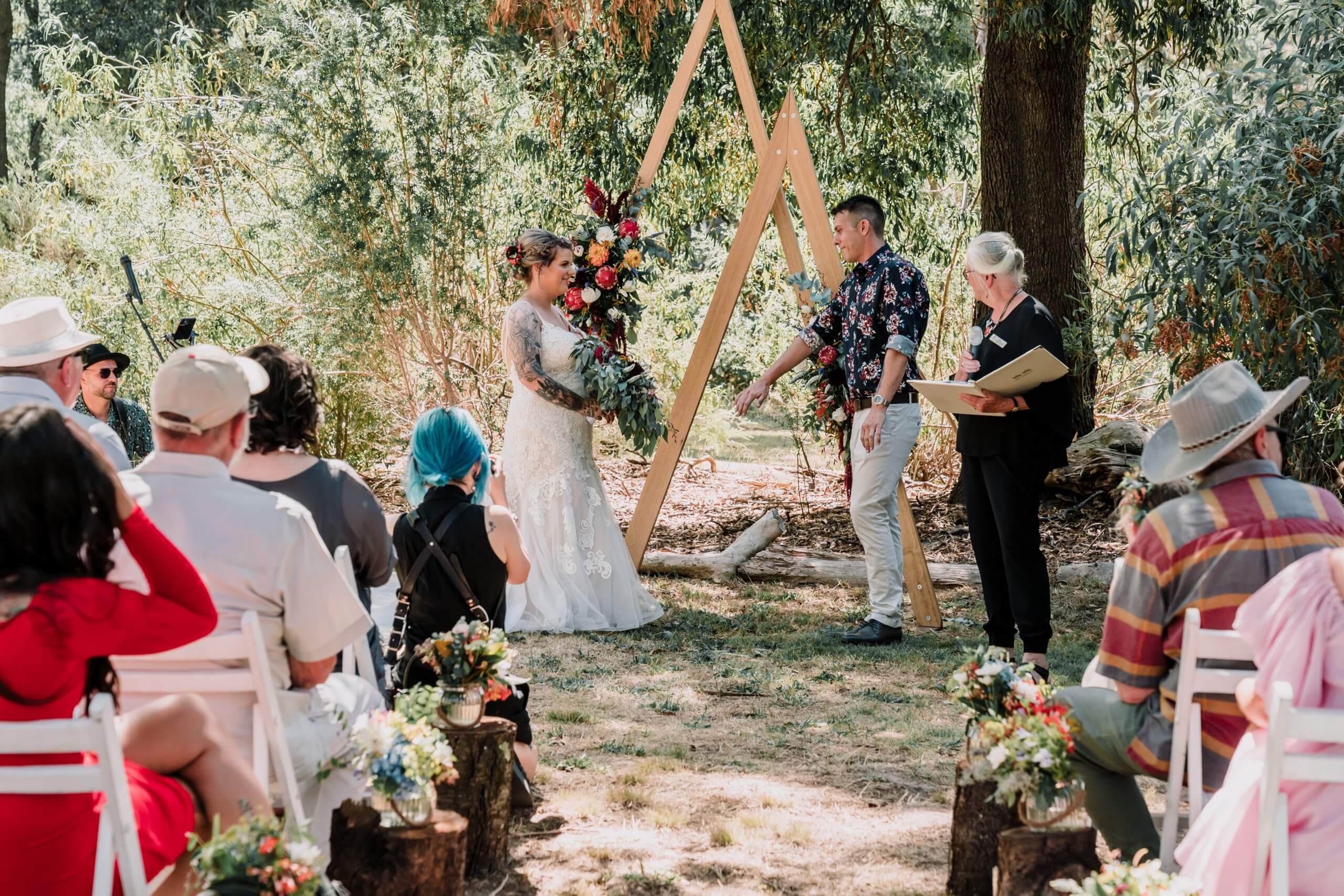 The right wedding suppliers, this outdoor wedding looked like it came out of a fairy tail book with flowers that matched the whole venue, captured by Black Avenue Productions