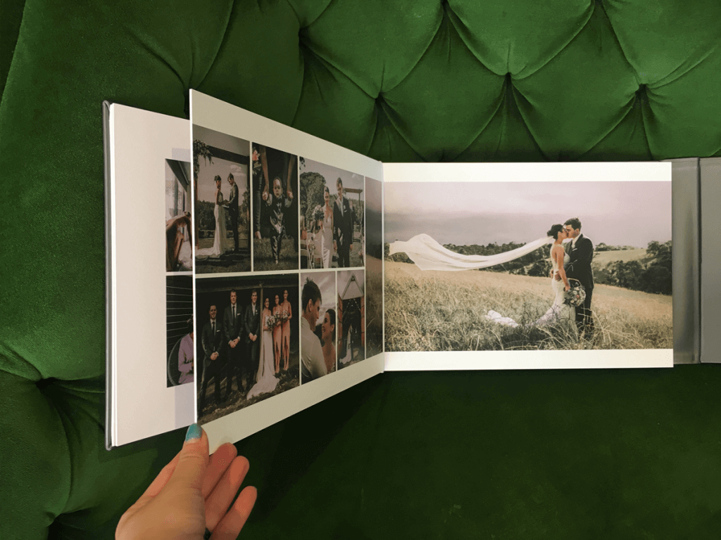 Wedding photos are neatly arranged in the wedding album. Print your wedding photos, wedding album by Black Avenue Production