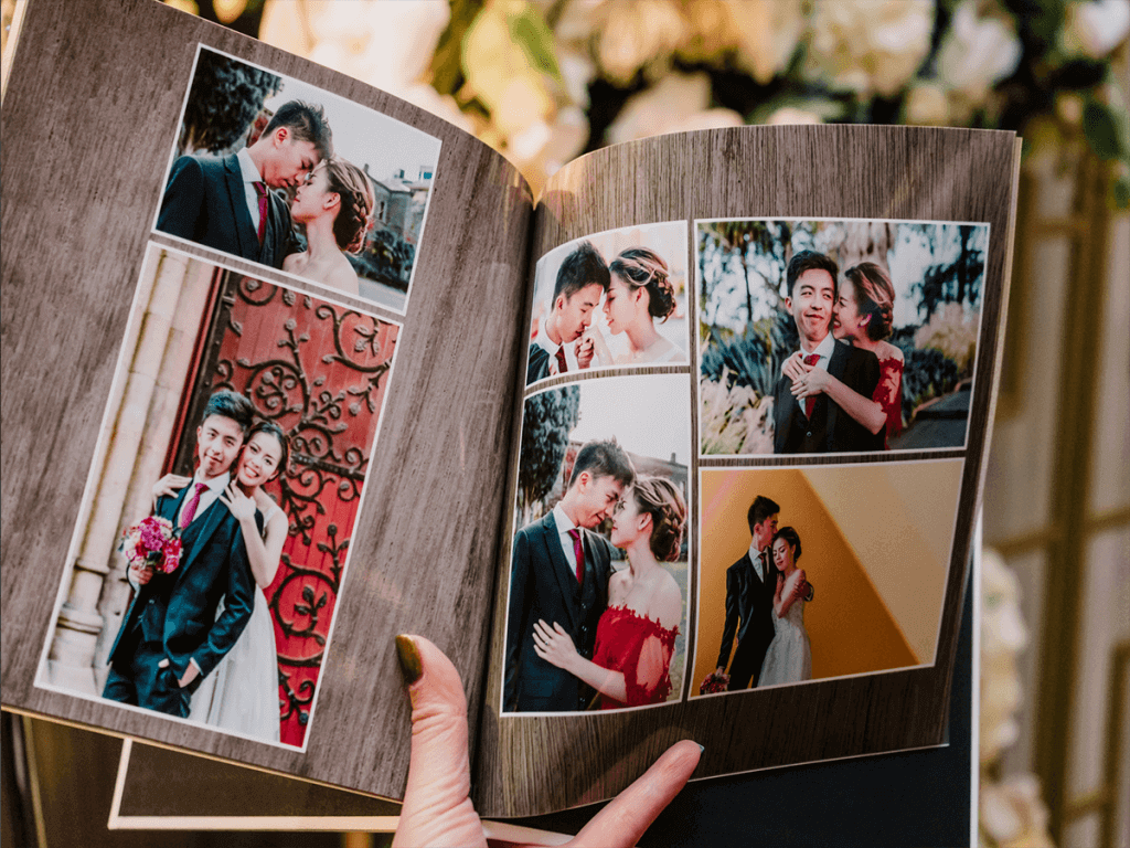 Each album is custom made for the clients' liking. Print your wedding photos, wedding album by Black Avenue Production