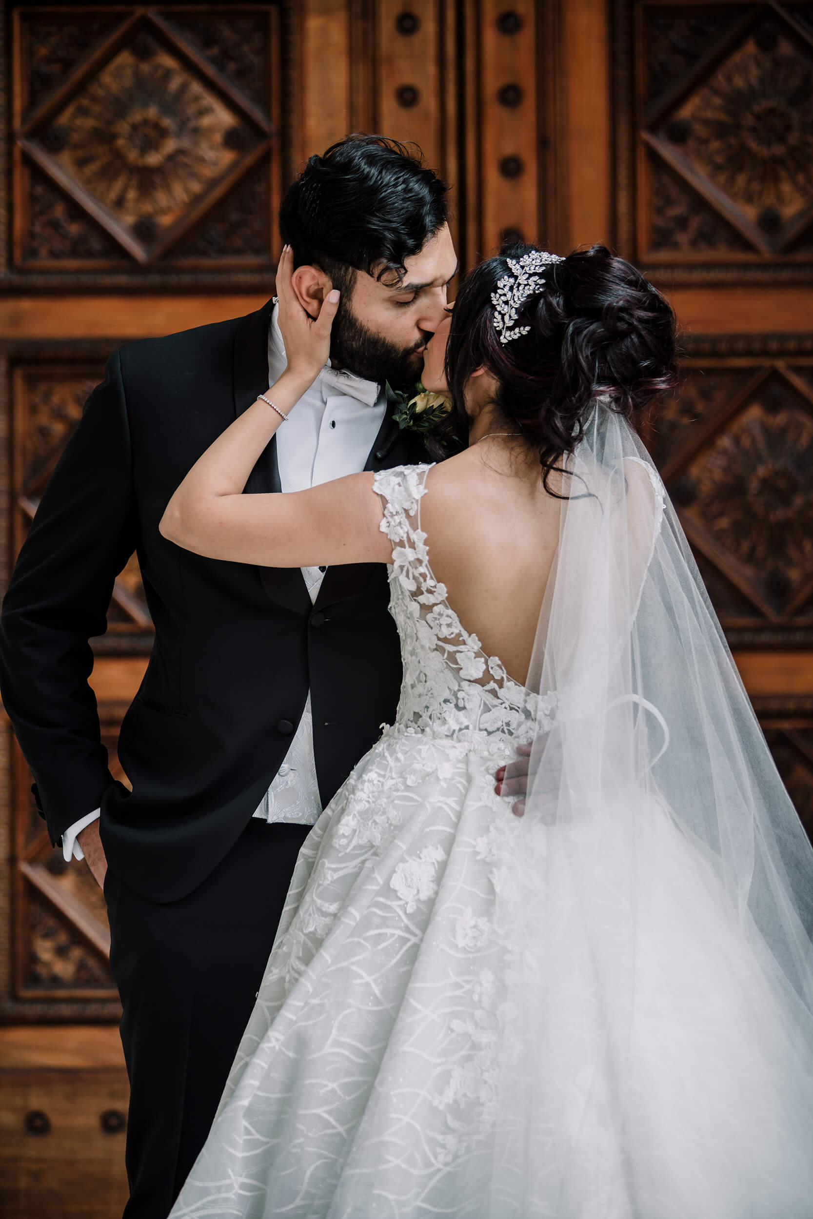 A beautiful kiss by the newly weds captured by Black Avenue Productions