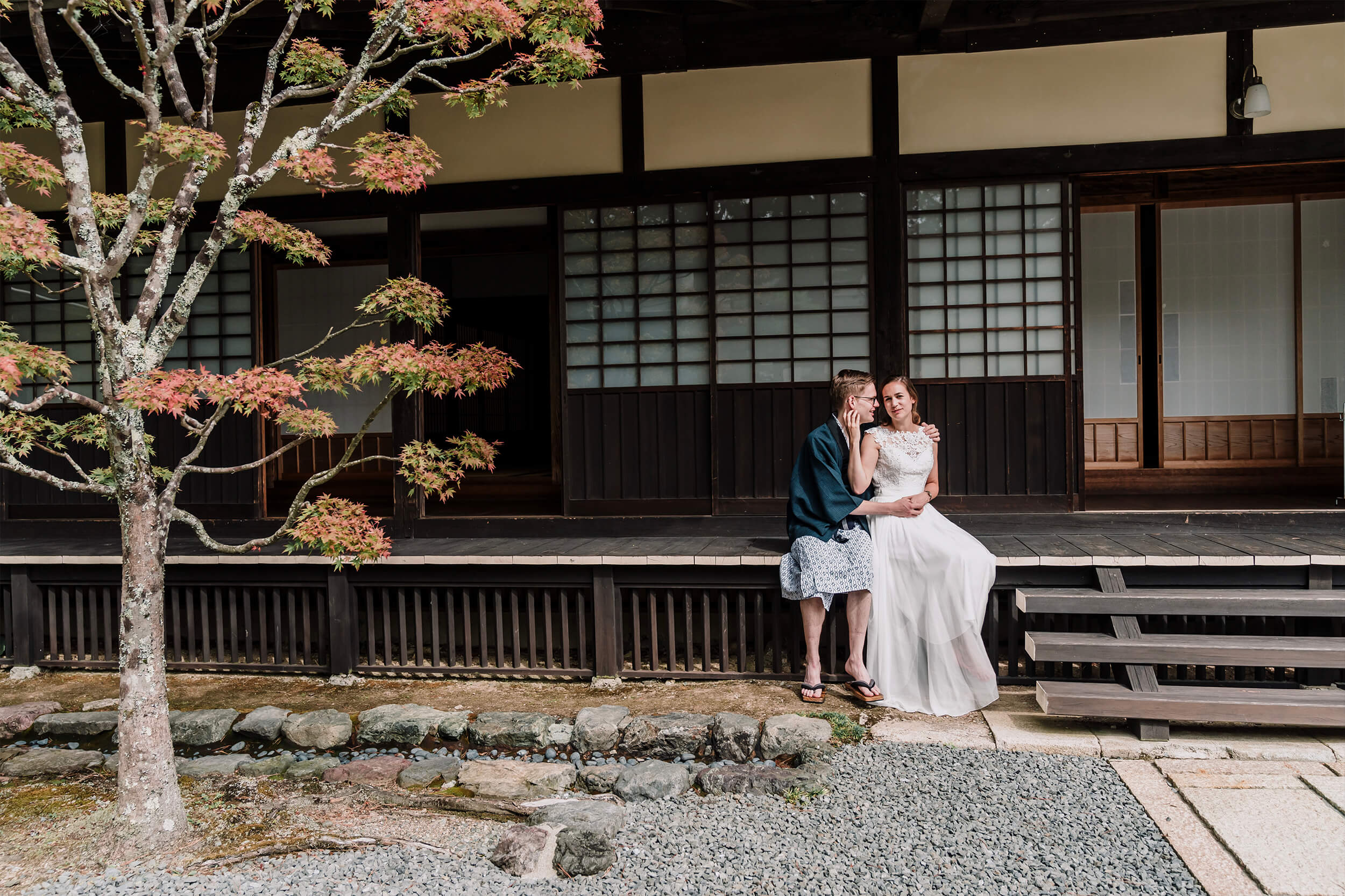 Lovely shot of the couple in an old Japanese house
