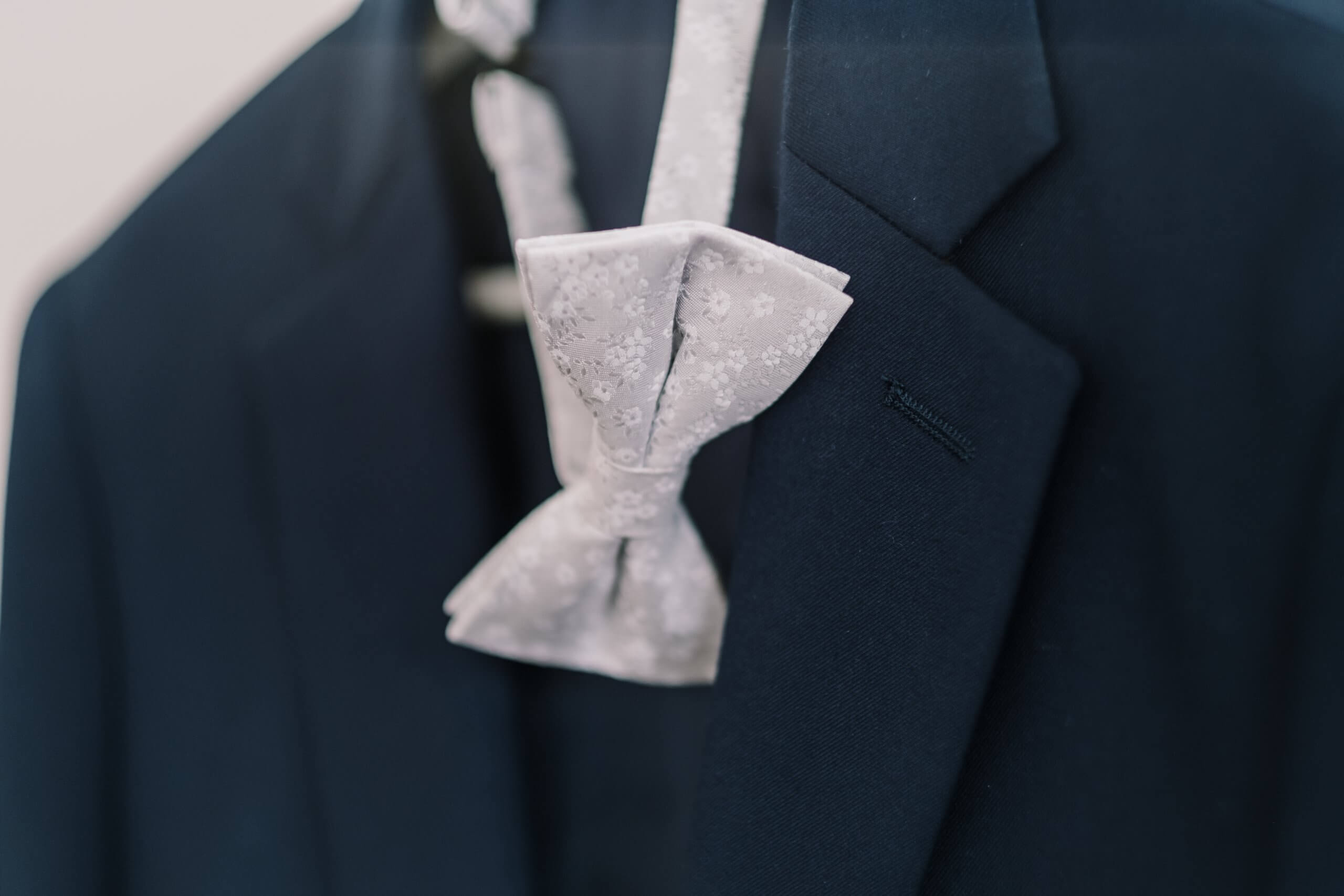 Detail shot of a groomsman's bowtie